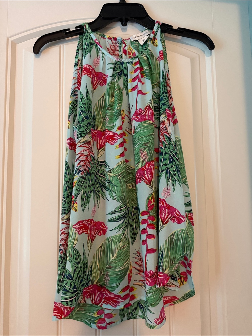 cupcakes & cashmere Tropical Halter Tank in Mint, Pink & Green Floral